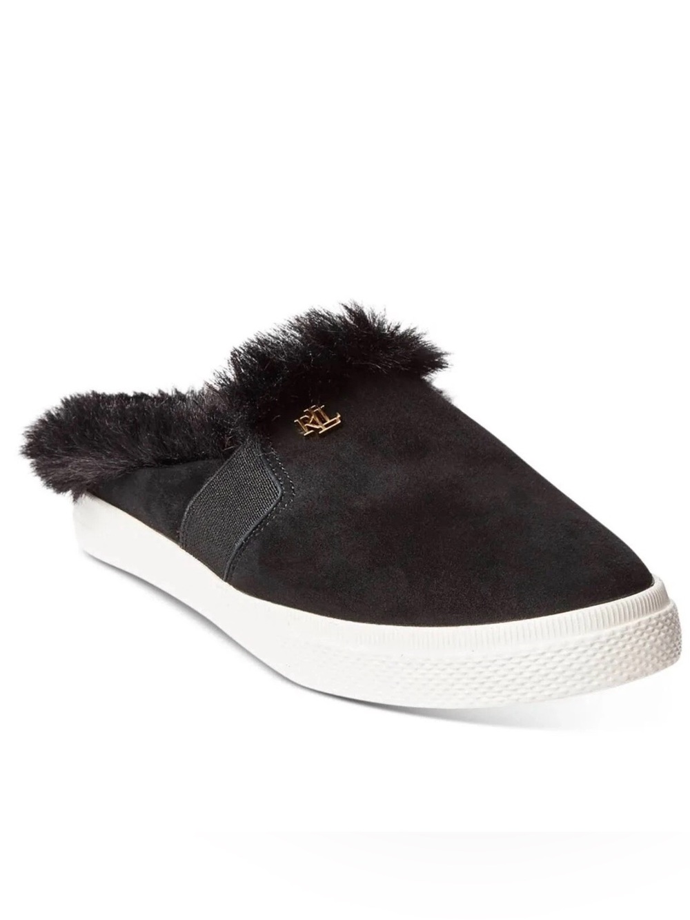 Black Ralph Lauren Jinny suede mules